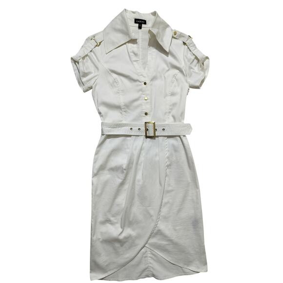 Bebe womens wrap belted white casual midi dress size S - Picture 1 of 12